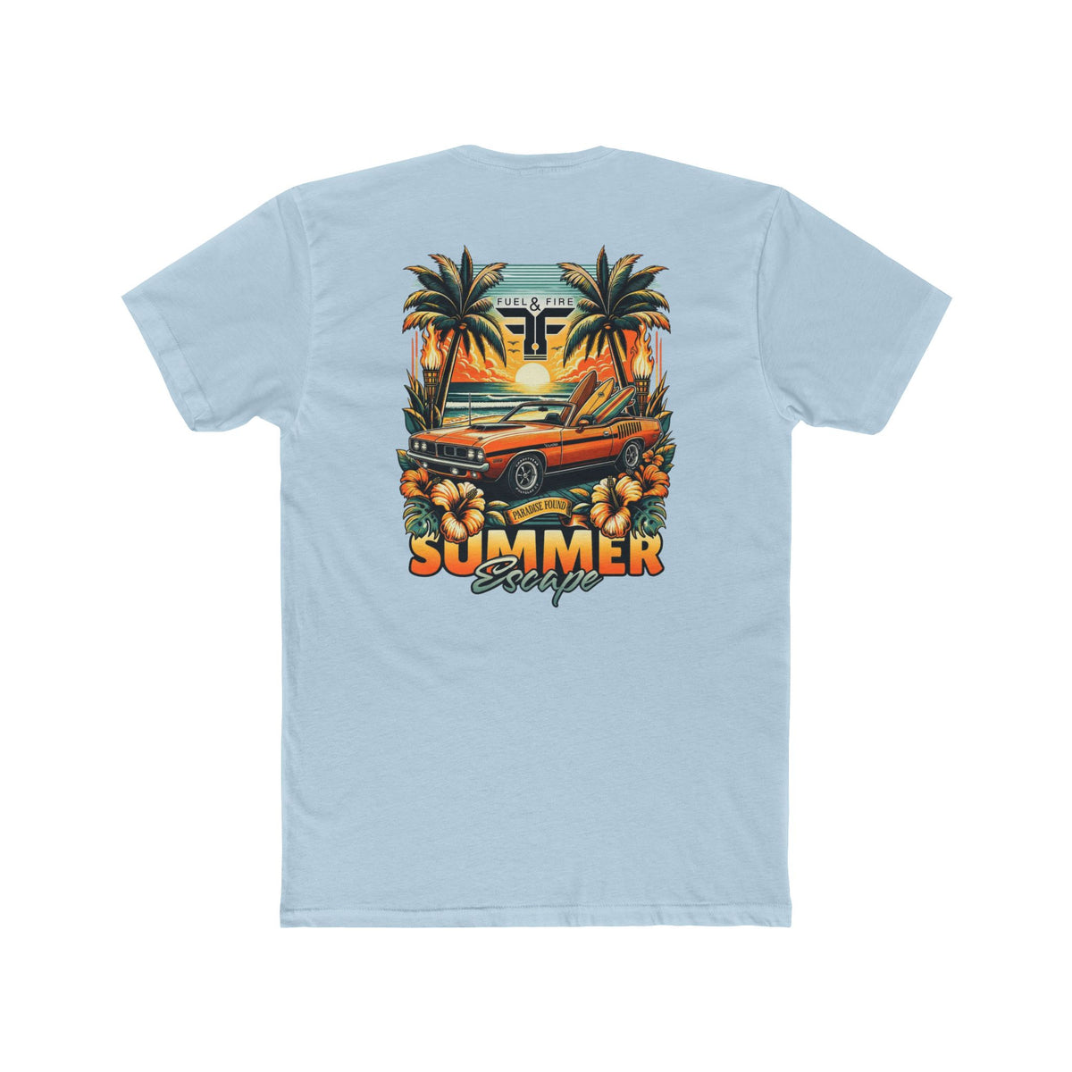 Summer Escape Cuda Tee — Vintage Palm Tree Surf Car Graphic T-Shirt