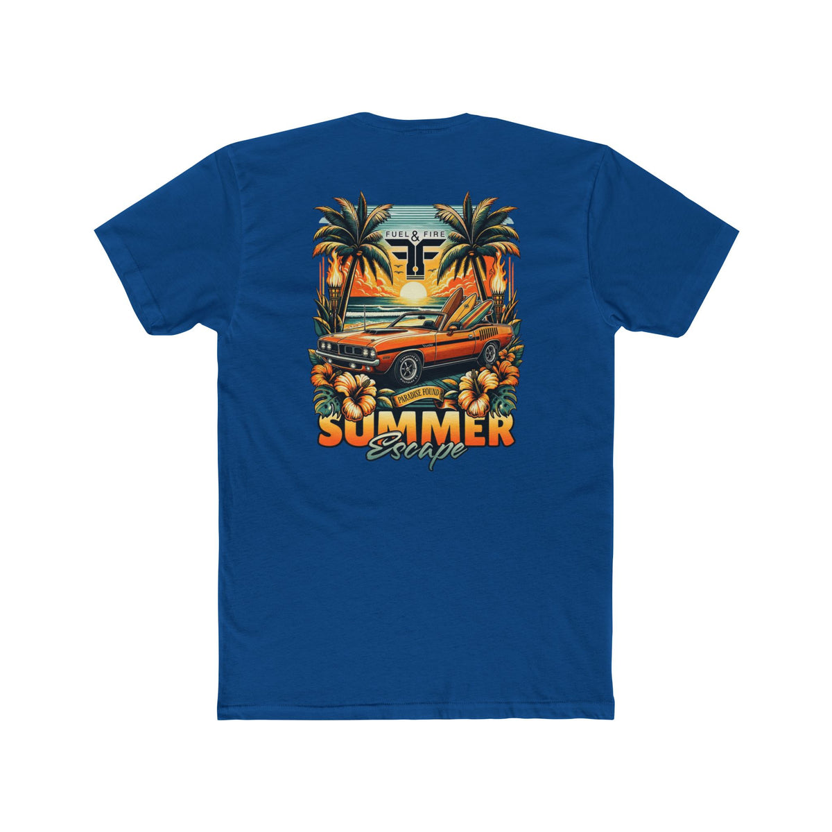 Summer Escape Cuda Tee — Vintage Palm Tree Surf Car Graphic T-Shirt