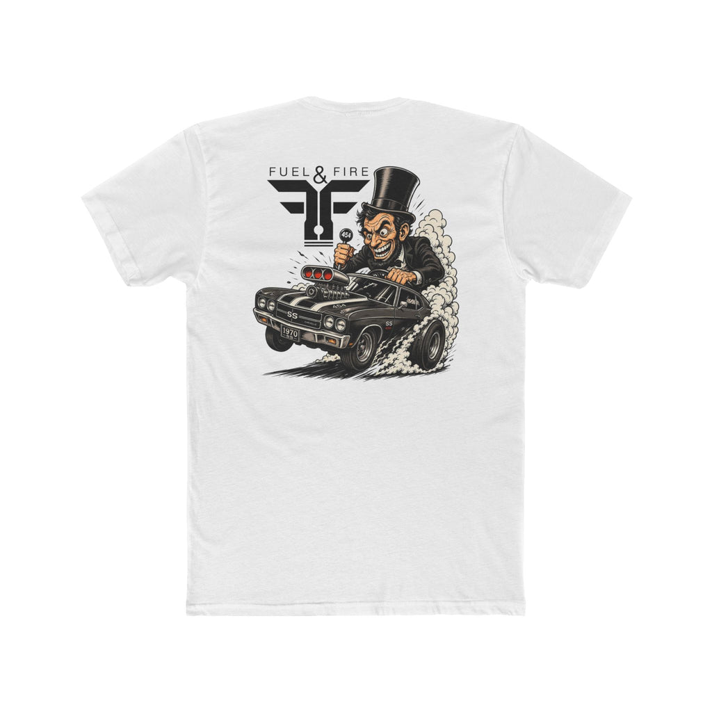 Fuel & Fire Muscle Car Tee — Honest Abe Hot Rod Graphic T-Shirt