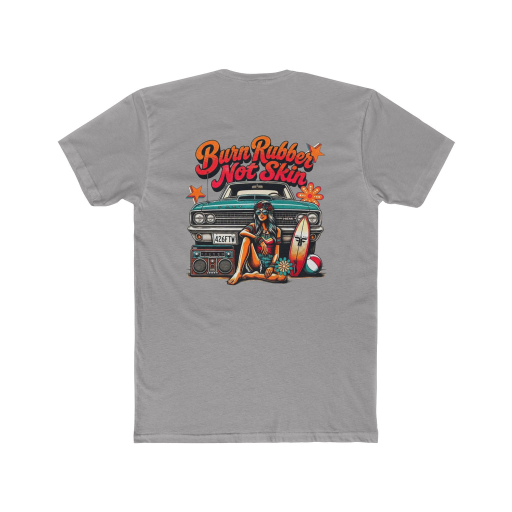 Retro Surf  Hemi Dart Tee — "Burn Rubber Not Skin" Classic Beach Graphic Shirt