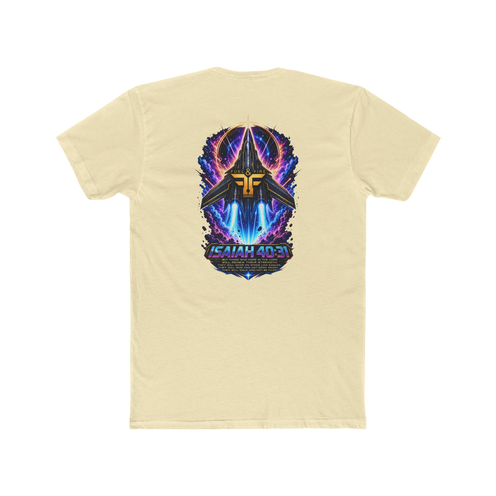 Isaiah 40:31 Christian Tee — Angelic Wings Neon Scripture Shirt