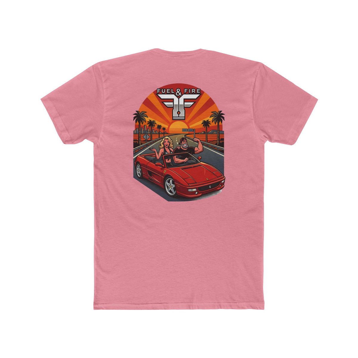 Big Block Bobby — Fuel & Fire Red Convertible Retro Tee