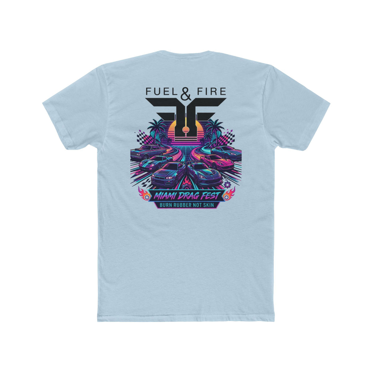 Crew Tee — Fuel & Fire Miami Drag Fest Retro Racing Graphic T‑Shirt
