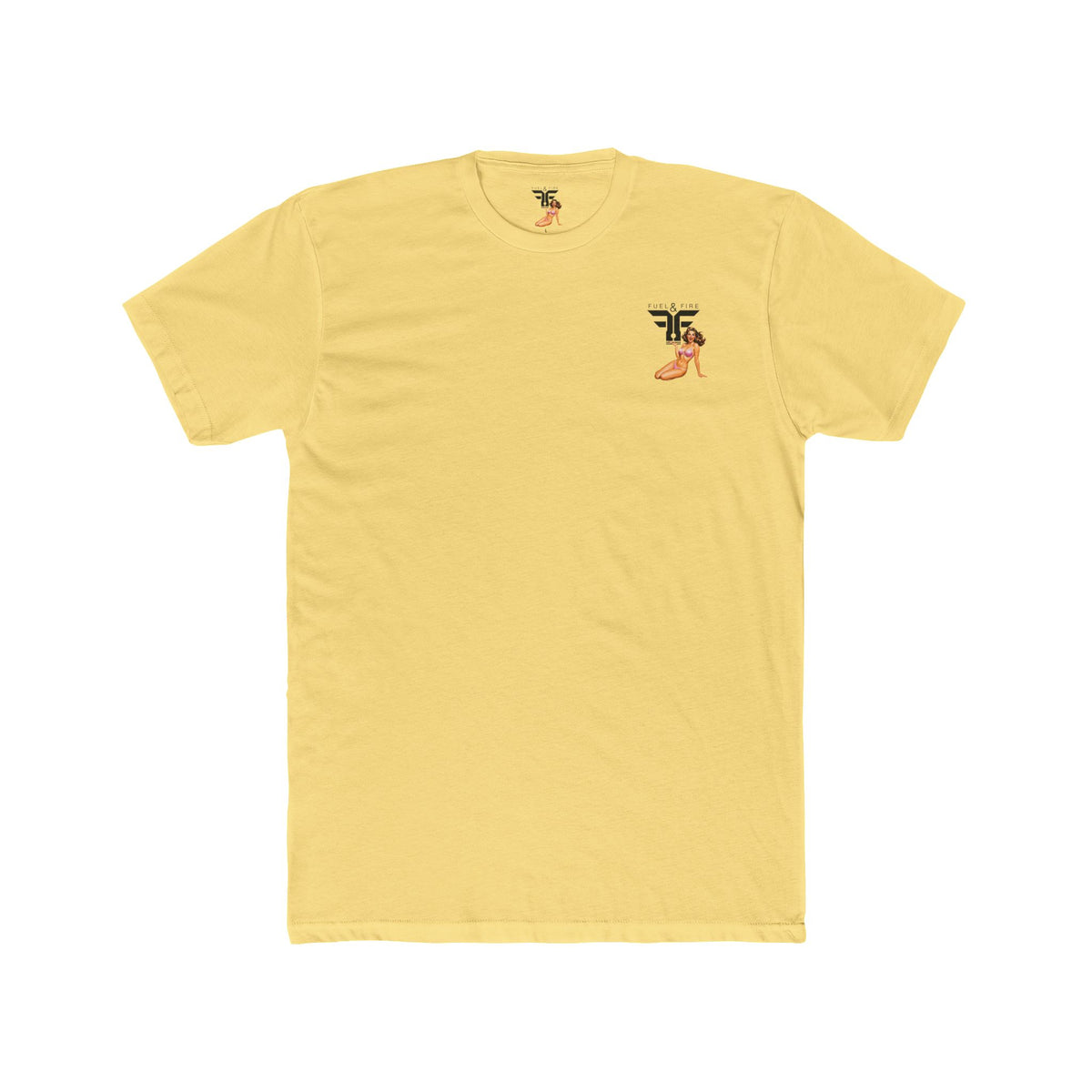 Fuel & Fire Pinup Hot Rod Tee — Retro Pin-up Car Graphic T-Shirt