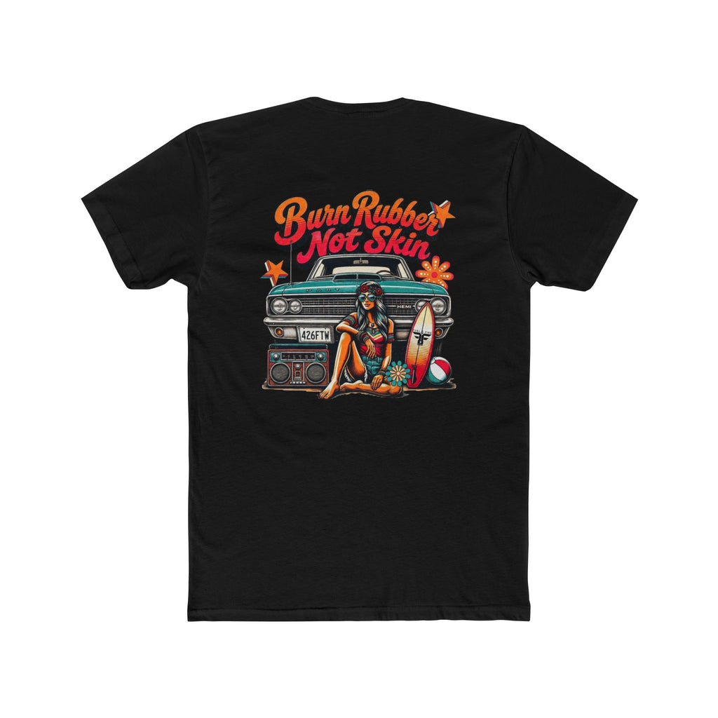 Retro Surf  Hemi Dart Tee — "Burn Rubber Not Skin" Classic Beach Graphic Shirt