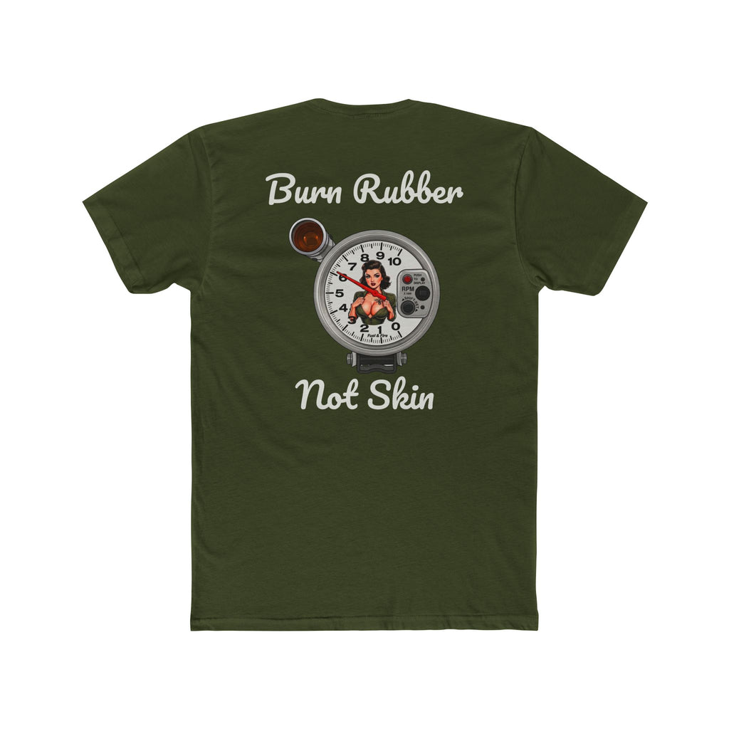 Burn Rubber Not Skin Graphic Tee — Pinup Tachometer Shirt