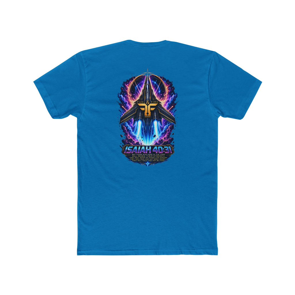 Isaiah 40:31 Christian Tee — Angelic Wings Neon Scripture Shirt