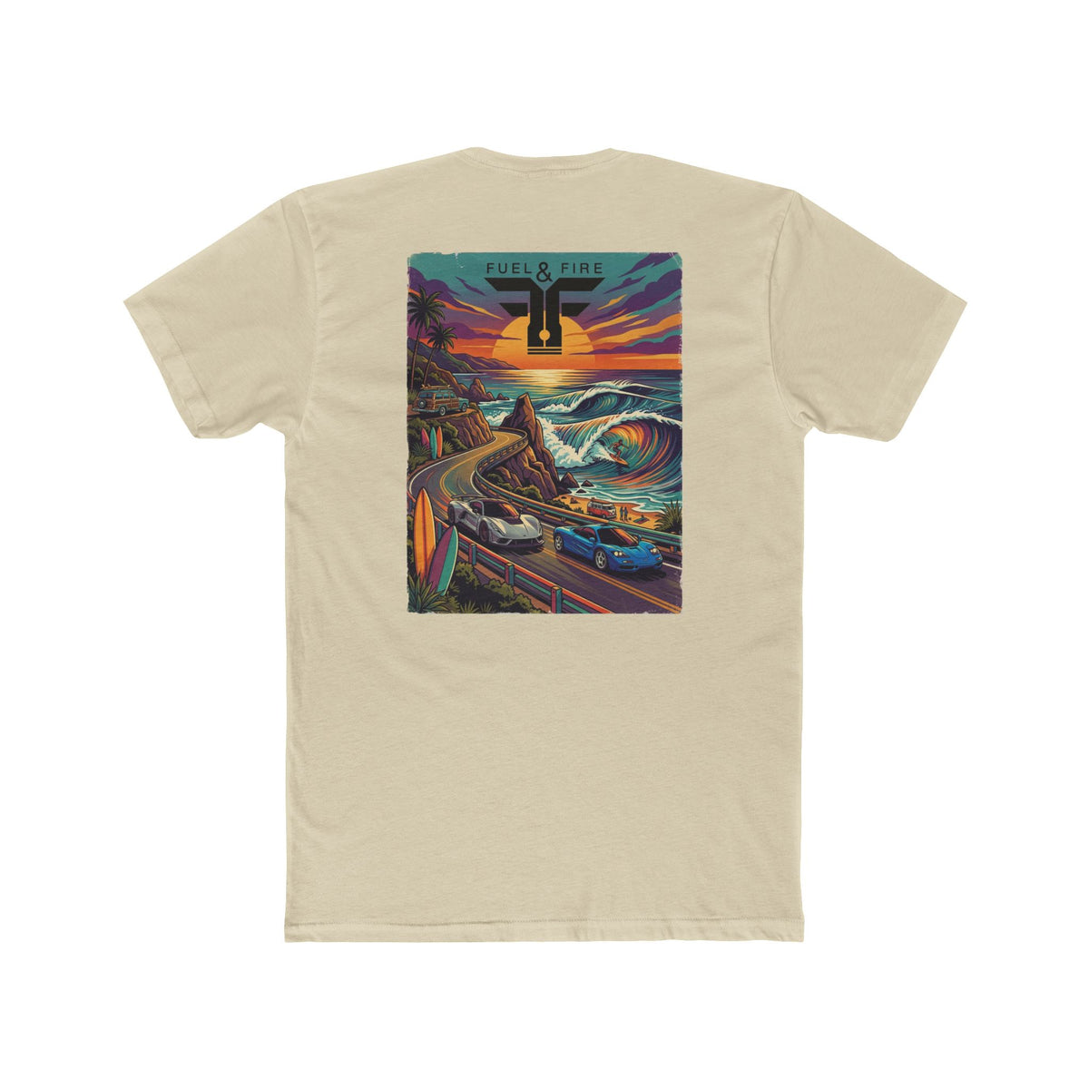 Surf Roadtrip T-Shirt —  Hennessey and McLaren Scenic Sunset Coastal Crew Tee