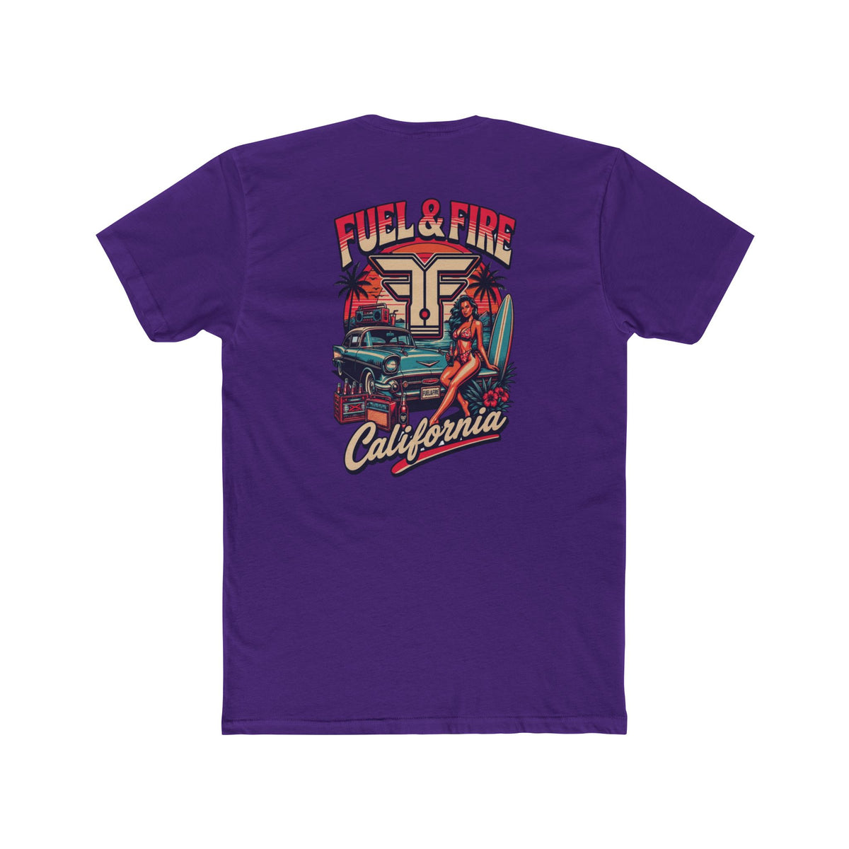 Fuel & Fire California Tee — Vintage Surf Car Graphic Cotton T‑Shirt