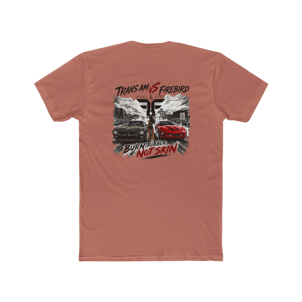 Firebird Muscle Car Tee — "Trans Am vs Firebird: Burn Rubber Not Skin" Graphic T‑Shirt