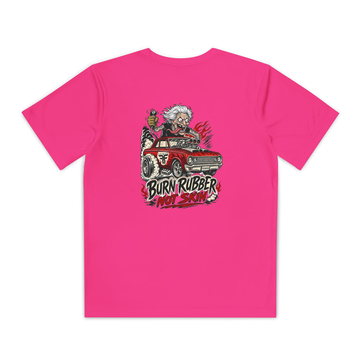 Youth Competitor Tee — 'Burn Rubber Not Skin' Racing Graphic Shirt