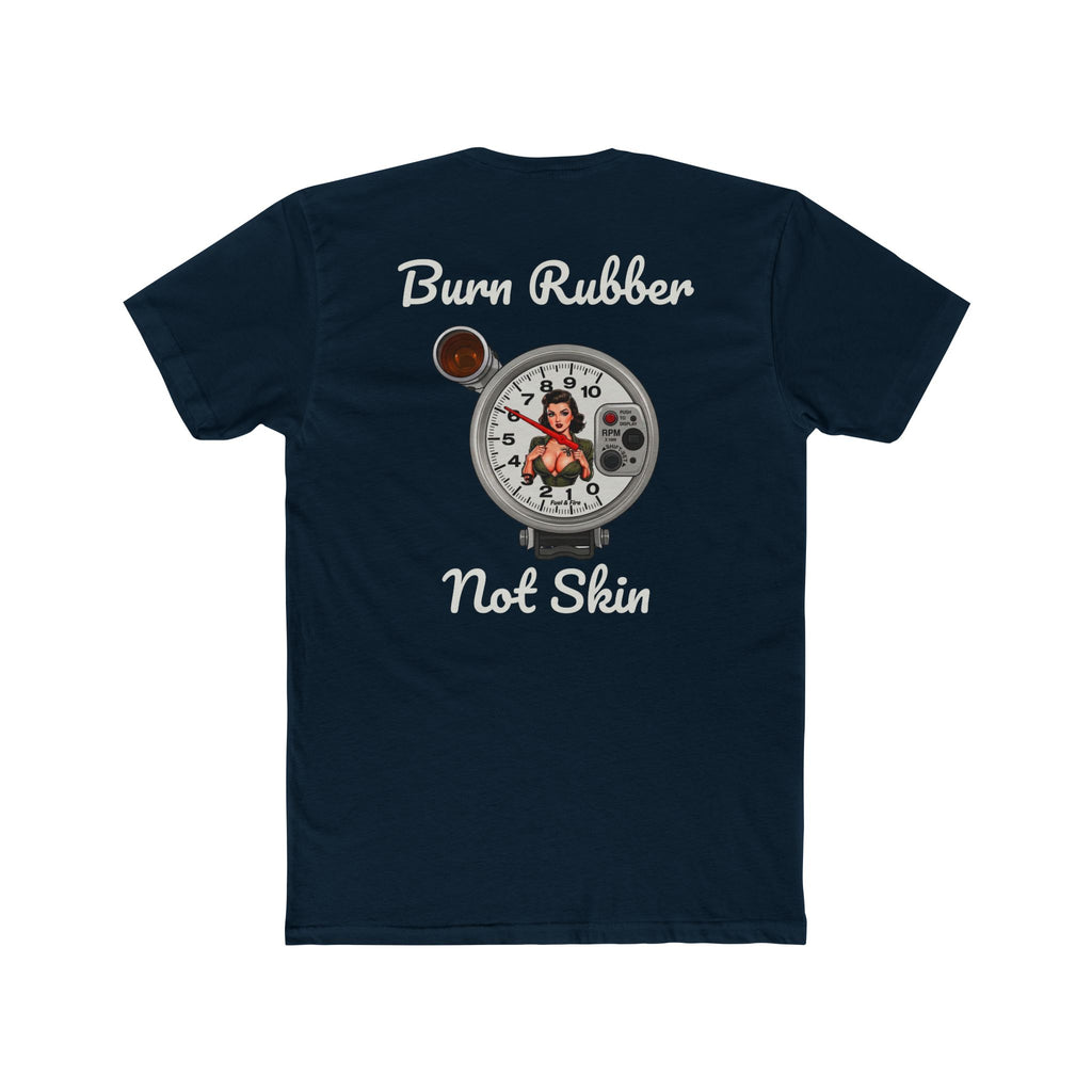Burn Rubber Not Skin Graphic Tee — Pinup Tachometer Shirt