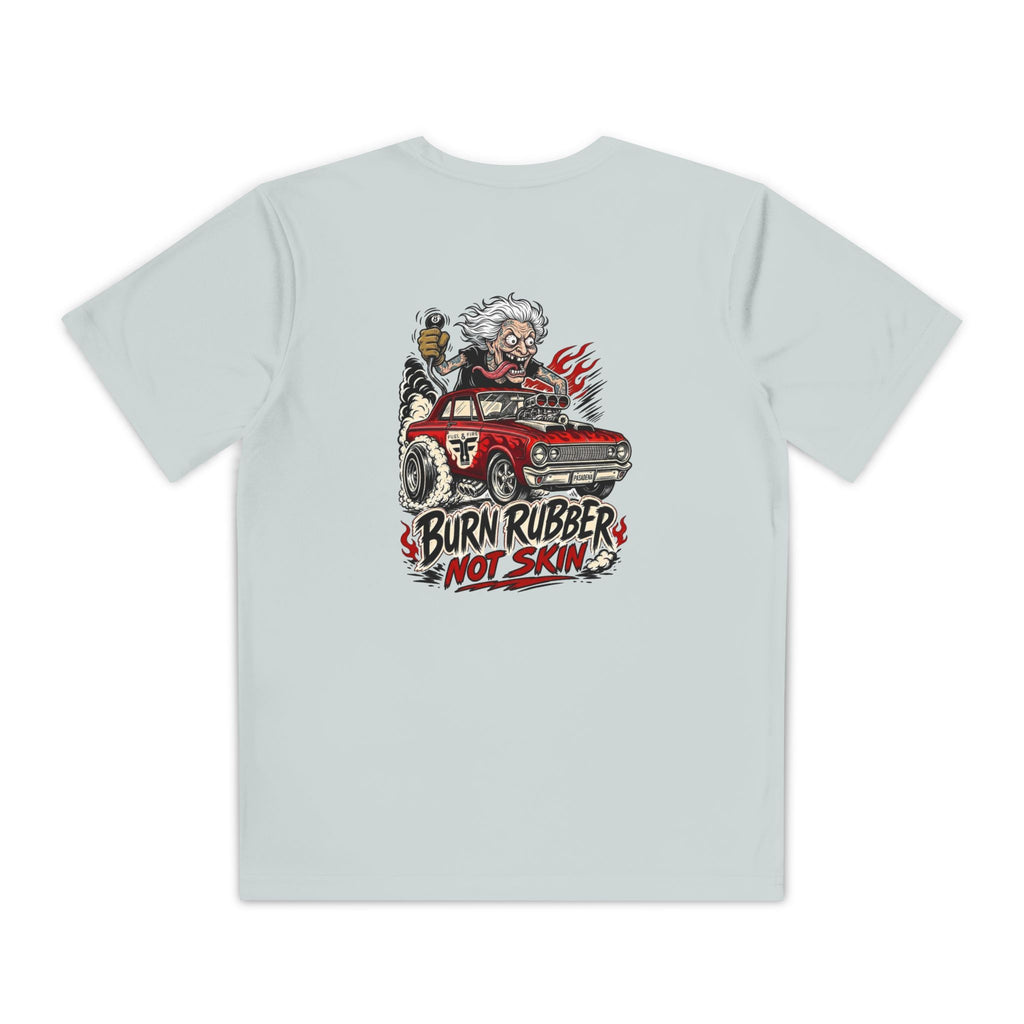 Youth Competitor Tee — 'Burn Rubber Not Skin' Racing Graphic Shirt