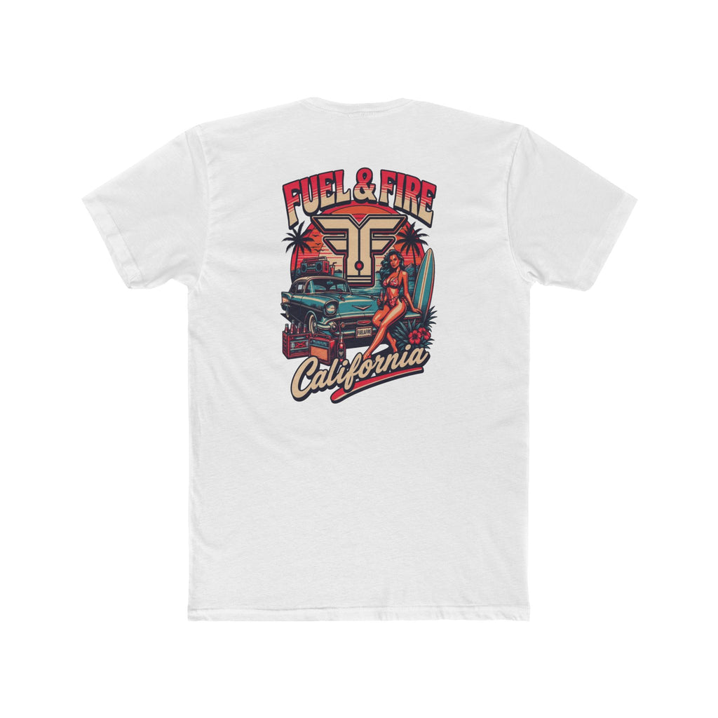 Fuel & Fire California Tee — Vintage Surf Car Graphic Cotton T‑Shirt