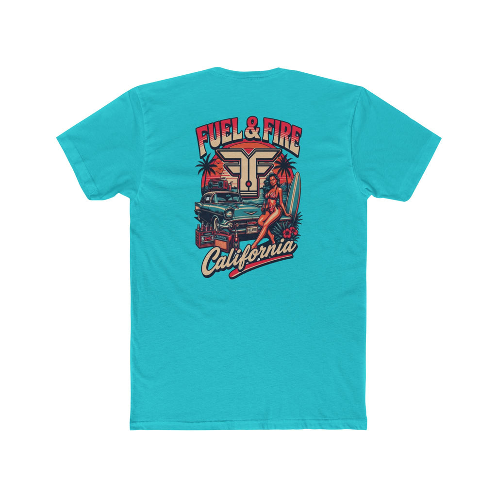 Fuel & Fire California Tee — Vintage Surf Car Graphic Cotton T‑Shirt