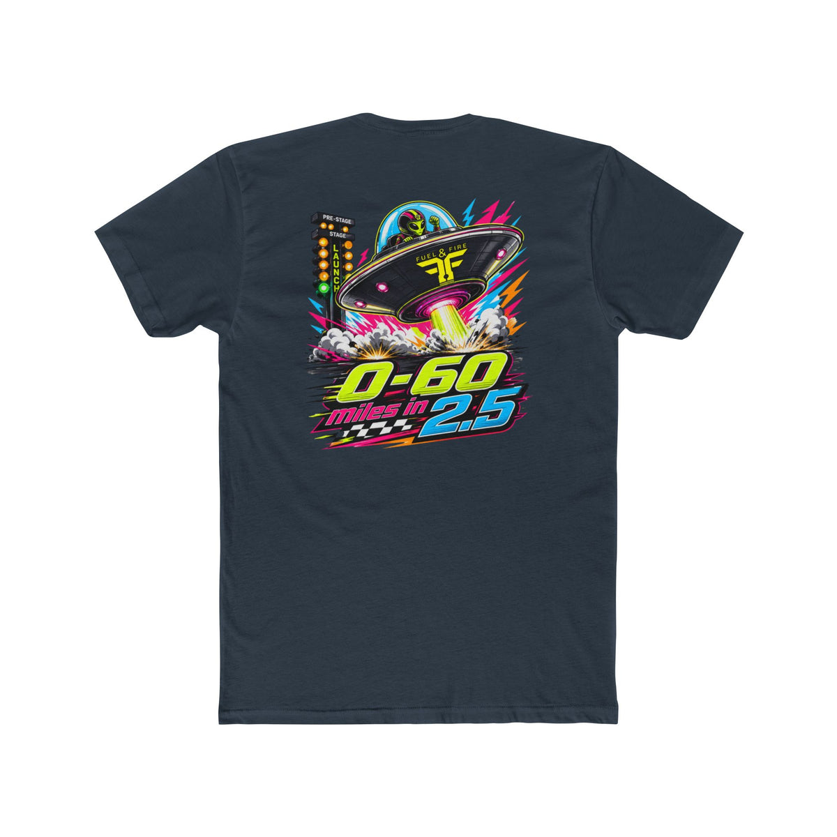Racing UFO Tee — "0-60 Miles in 2.5" Retro Neon Graphic Shirt