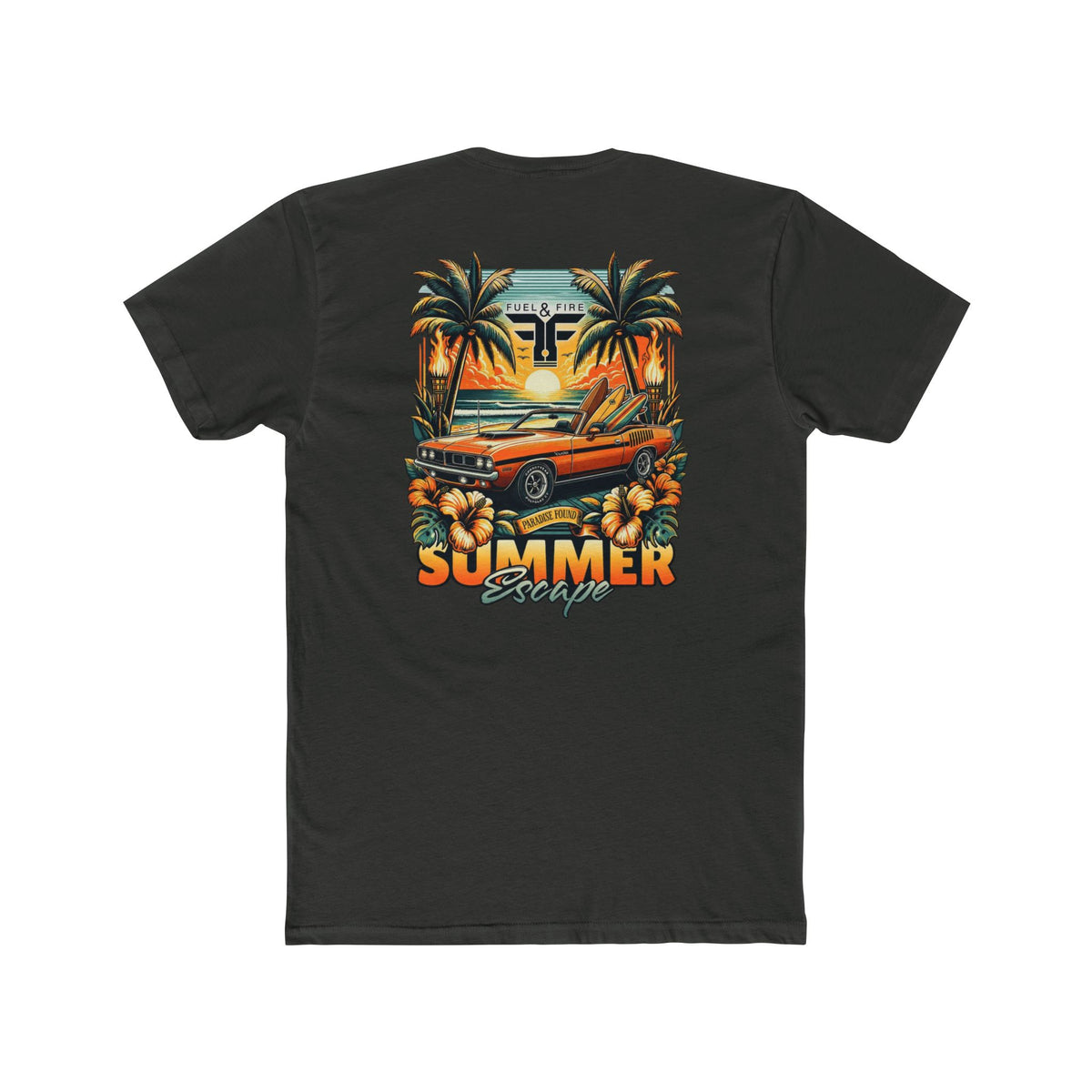 Summer Escape Cuda Tee — Vintage Palm Tree Surf Car Graphic T-Shirt