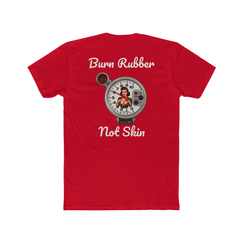 Burn Rubber Not Skin Graphic Tee — Pinup Tachometer Shirt