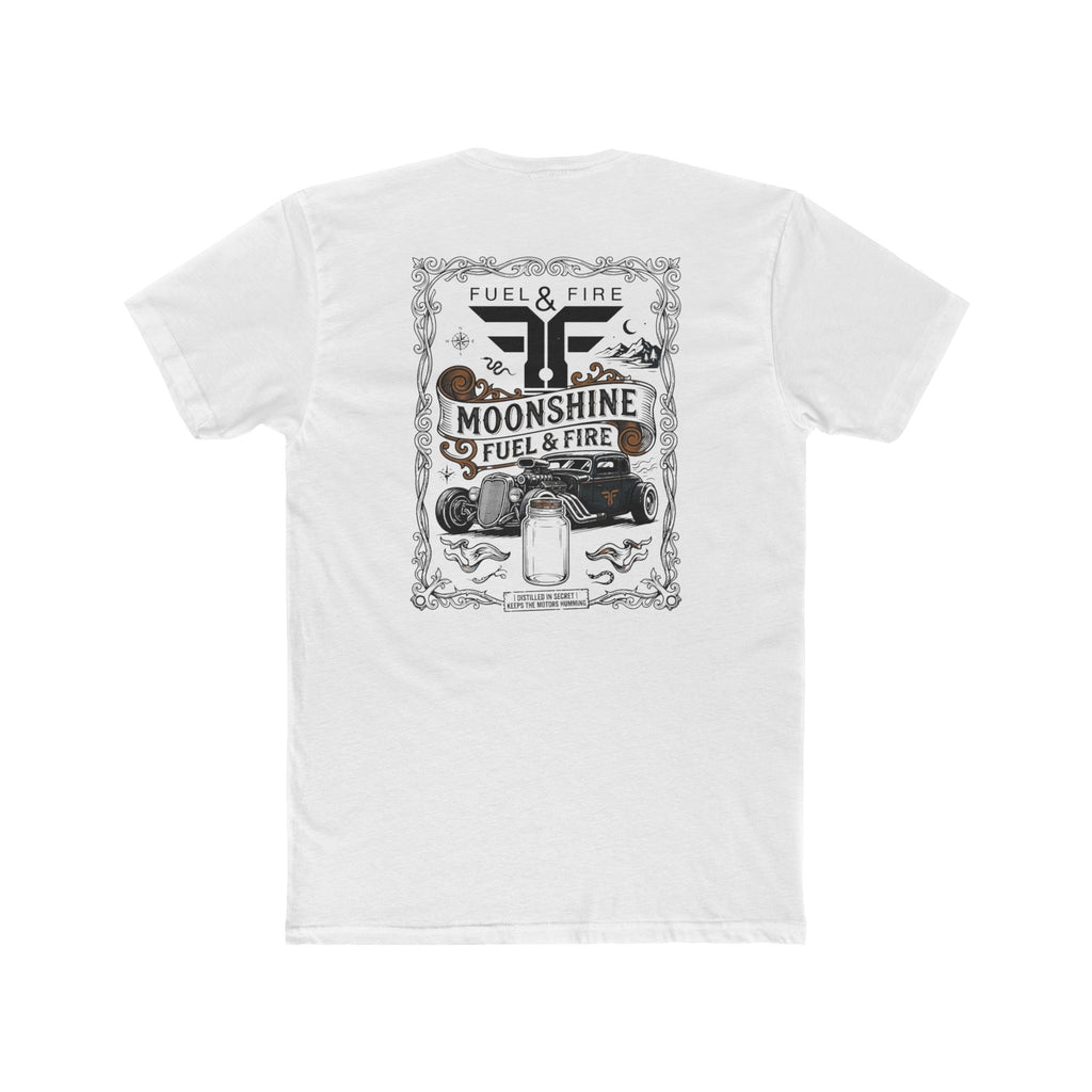 Moonshine Fuel & Fire Tee — Vintage Mason Jar Distillery Graphic T-Shirt