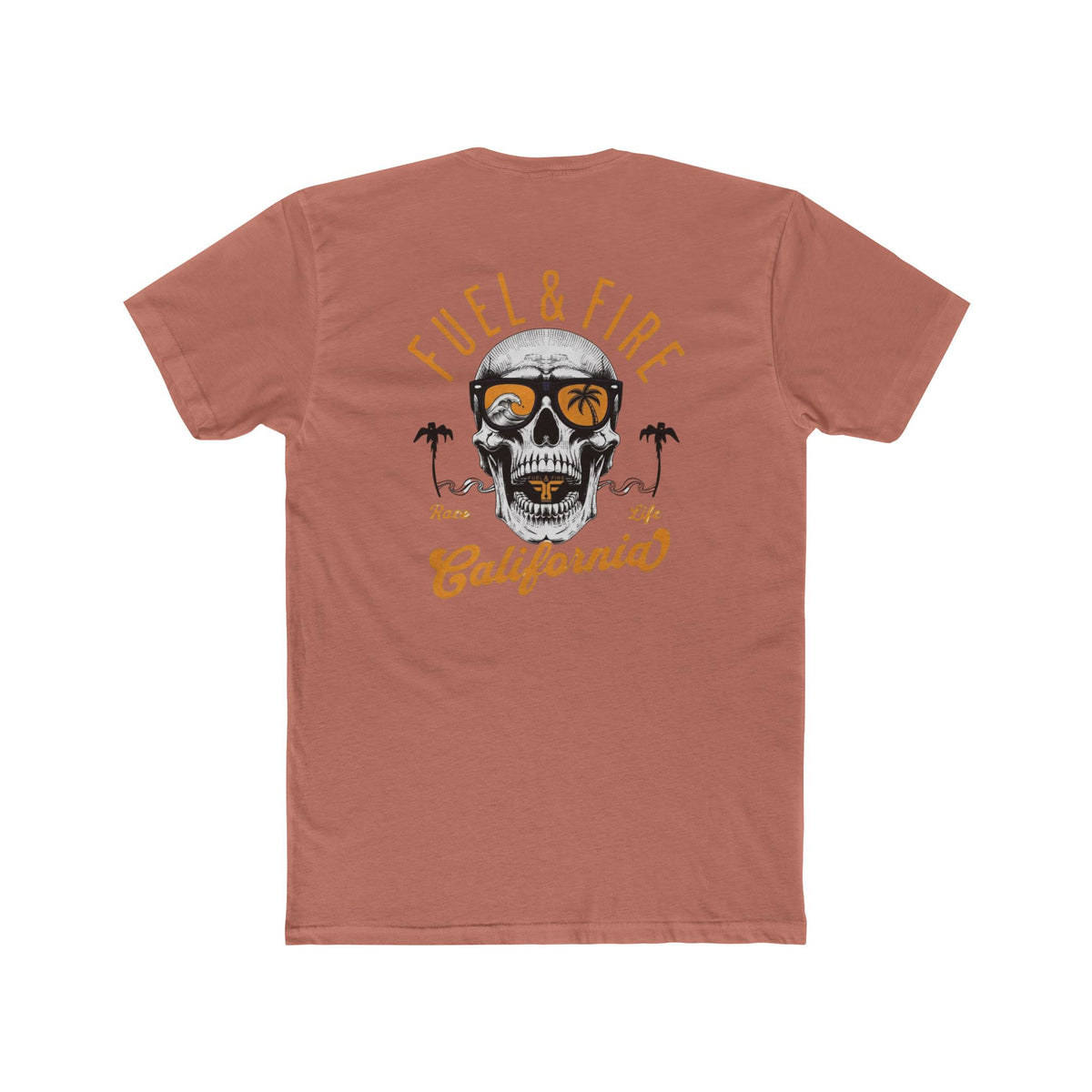 California Skull Tee - "Fuel & Fire" Retro Palm-Tree Graphic Cotton T-Shirt