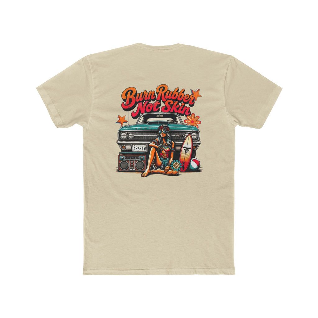 Retro Surf  Hemi Dart Tee — "Burn Rubber Not Skin" Classic Beach Graphic Shirt