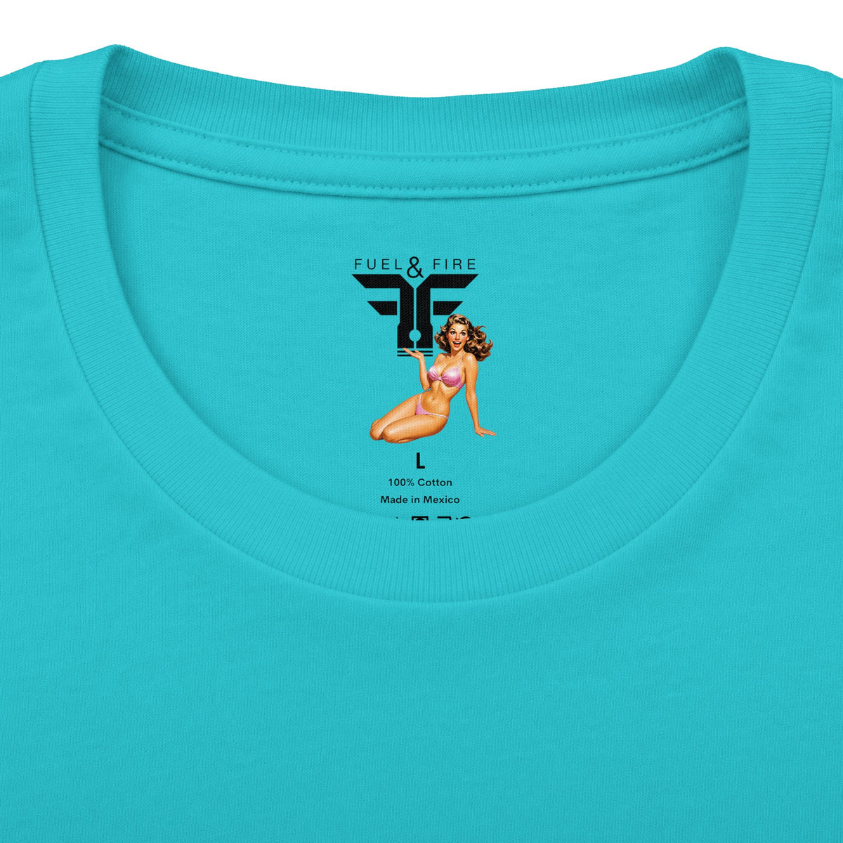 Fuel & Fire Pinup Hot Rod Tee — Retro Pin-up Car Graphic T-Shirt