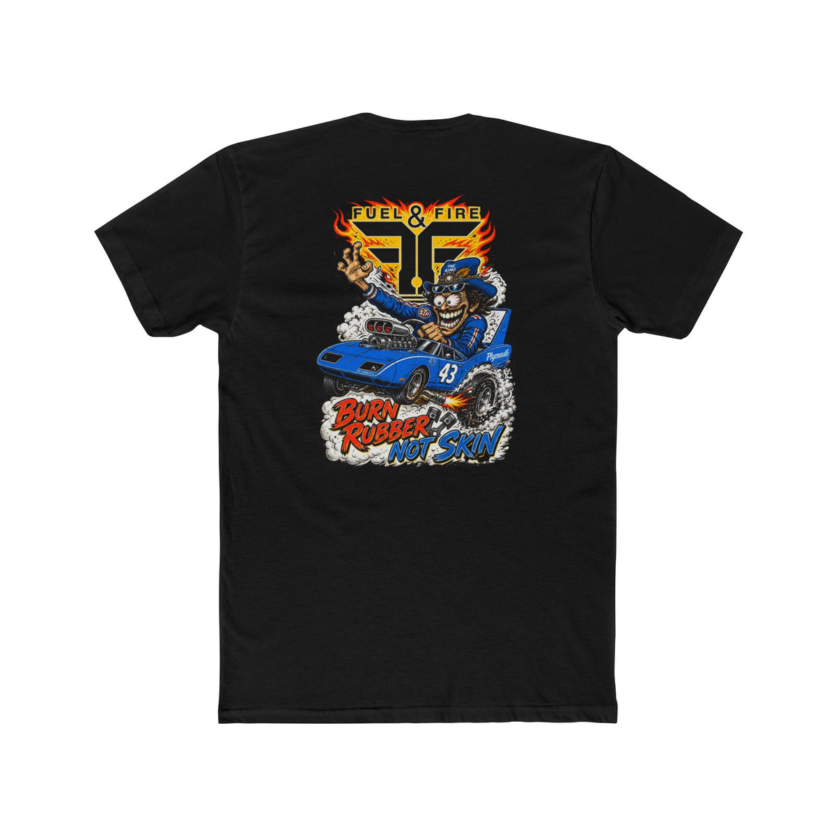 Crew Tee — 'Full & Fire' Burn Rubber Superbird Muscle Car Graphic T‑Shirt