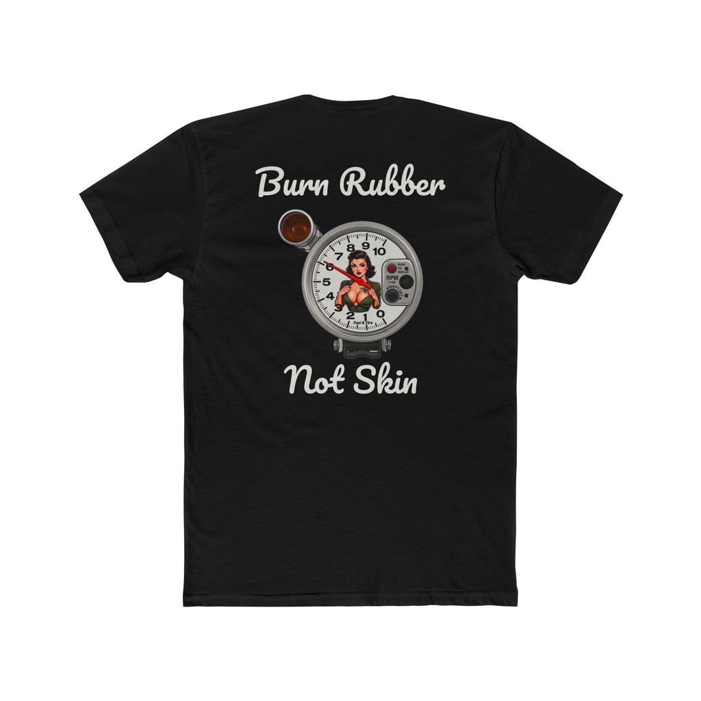 Burn Rubber Not Skin Graphic Tee — Pinup Tachometer Shirt