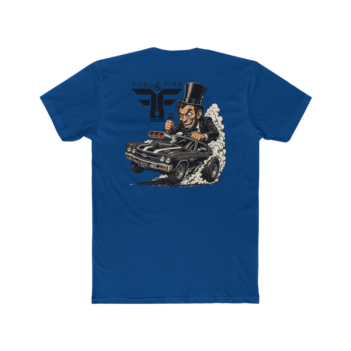 Fuel & Fire Muscle Car Tee — Honest Abe Hot Rod Graphic T-Shirt