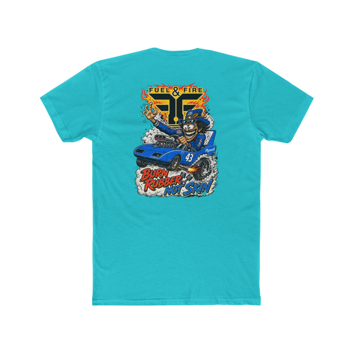 Crew Tee — 'Full & Fire' Burn Rubber Superbird Muscle Car Graphic T‑Shirt