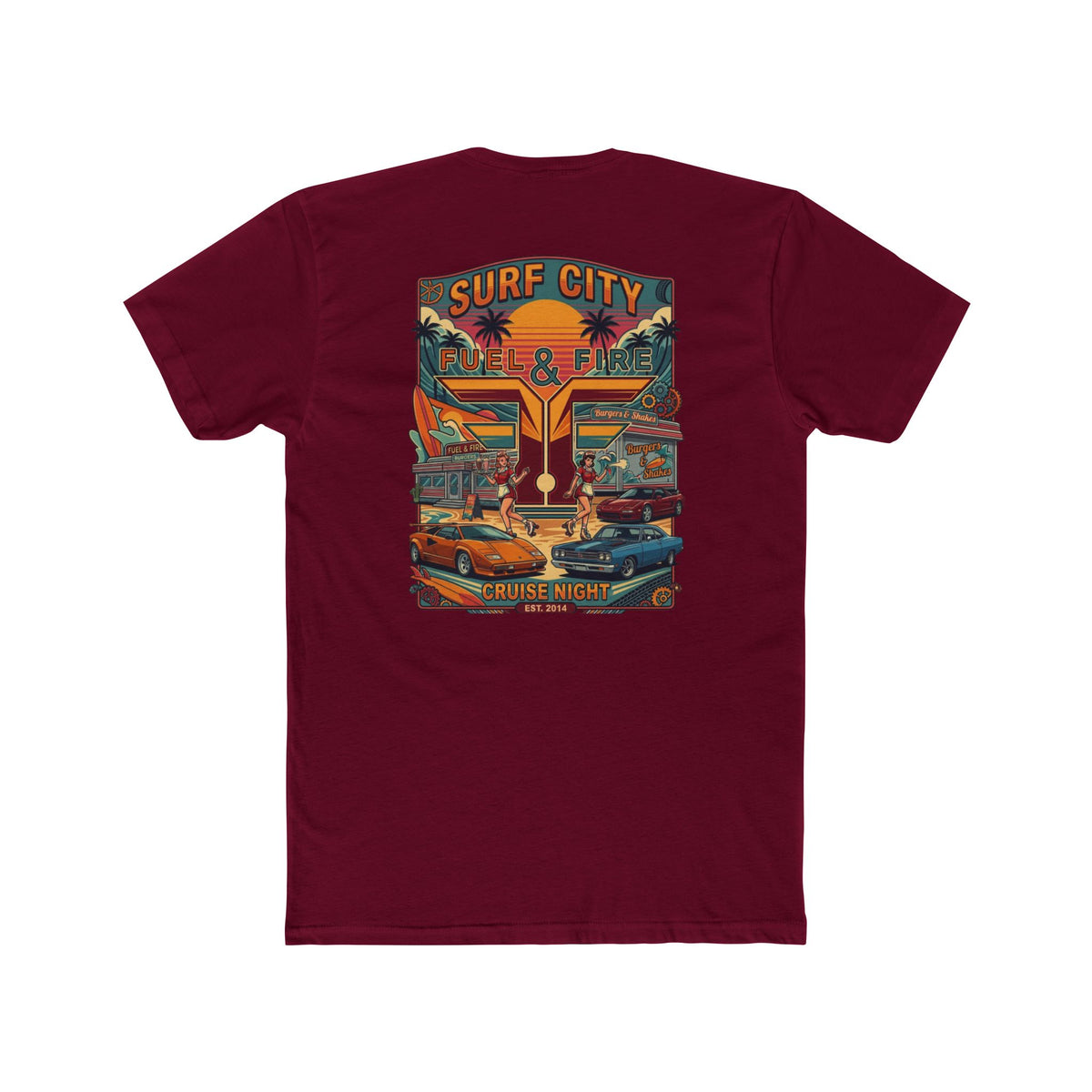 Surf City Cruise Night T-Shirt — Hot Rods JDM and Exotic Beach Cars Graphic Tee