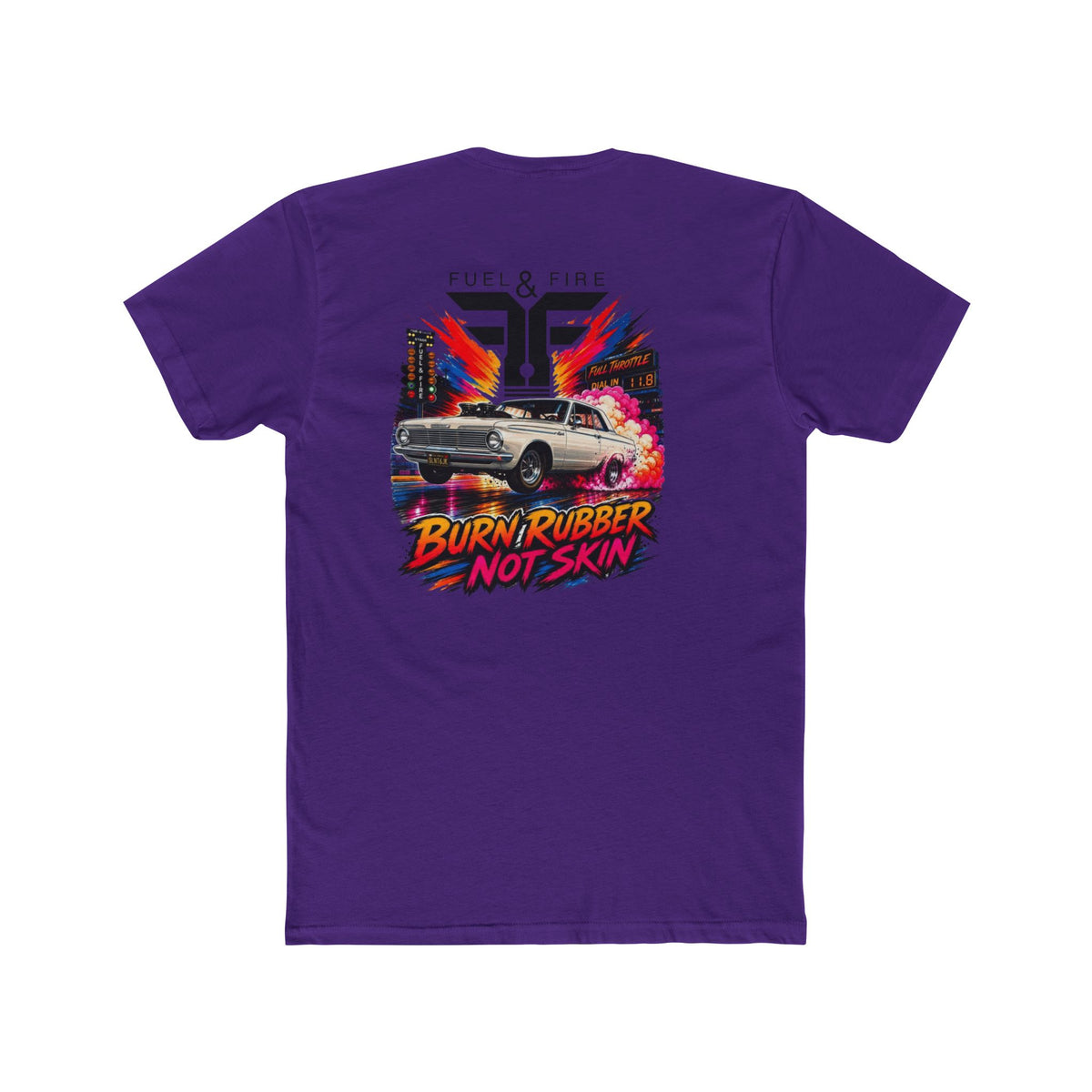 Fuel & Fire Tee — "Burn Rubber Not Skin" Vintage Muscle Car Graphic T-Shirt