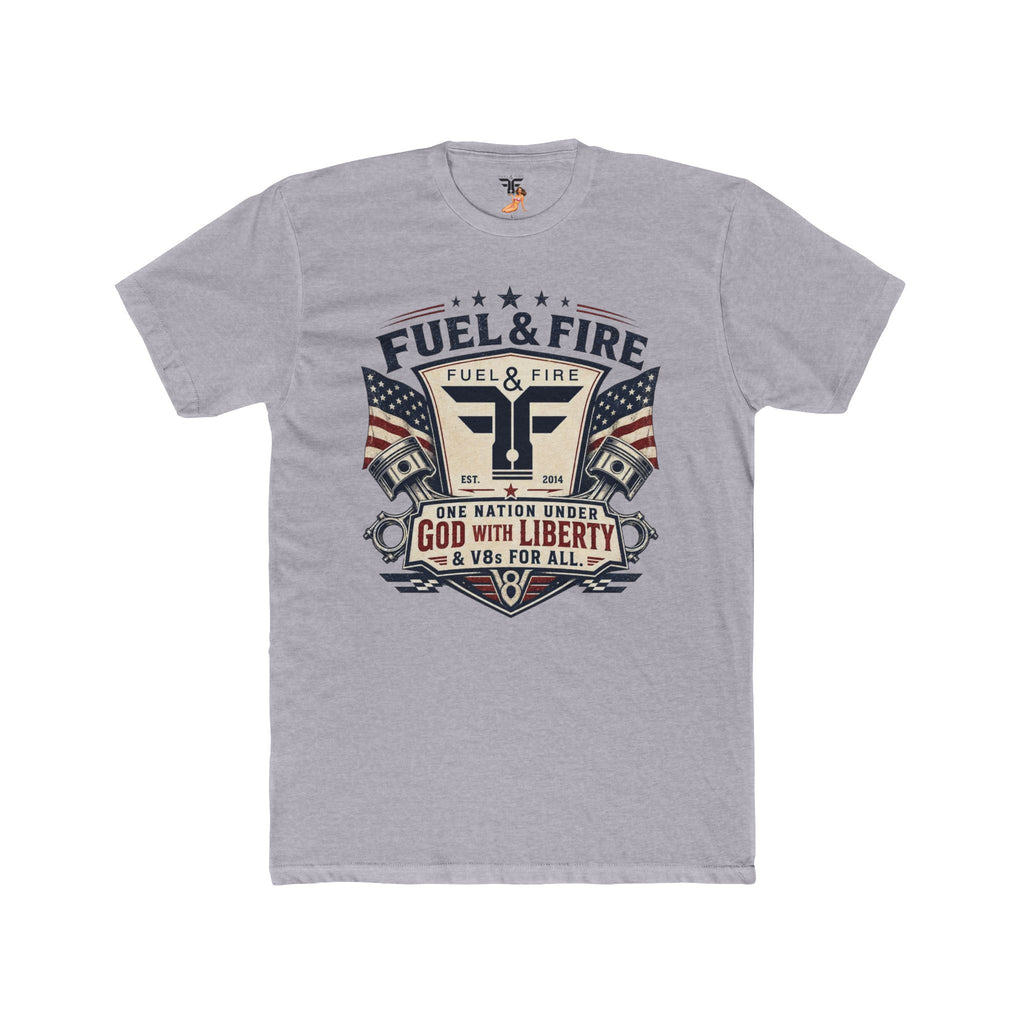 Fuel & Fire Patriotic Tee — "One Nation Under God With Liberty" Vintage American Flag Shirt