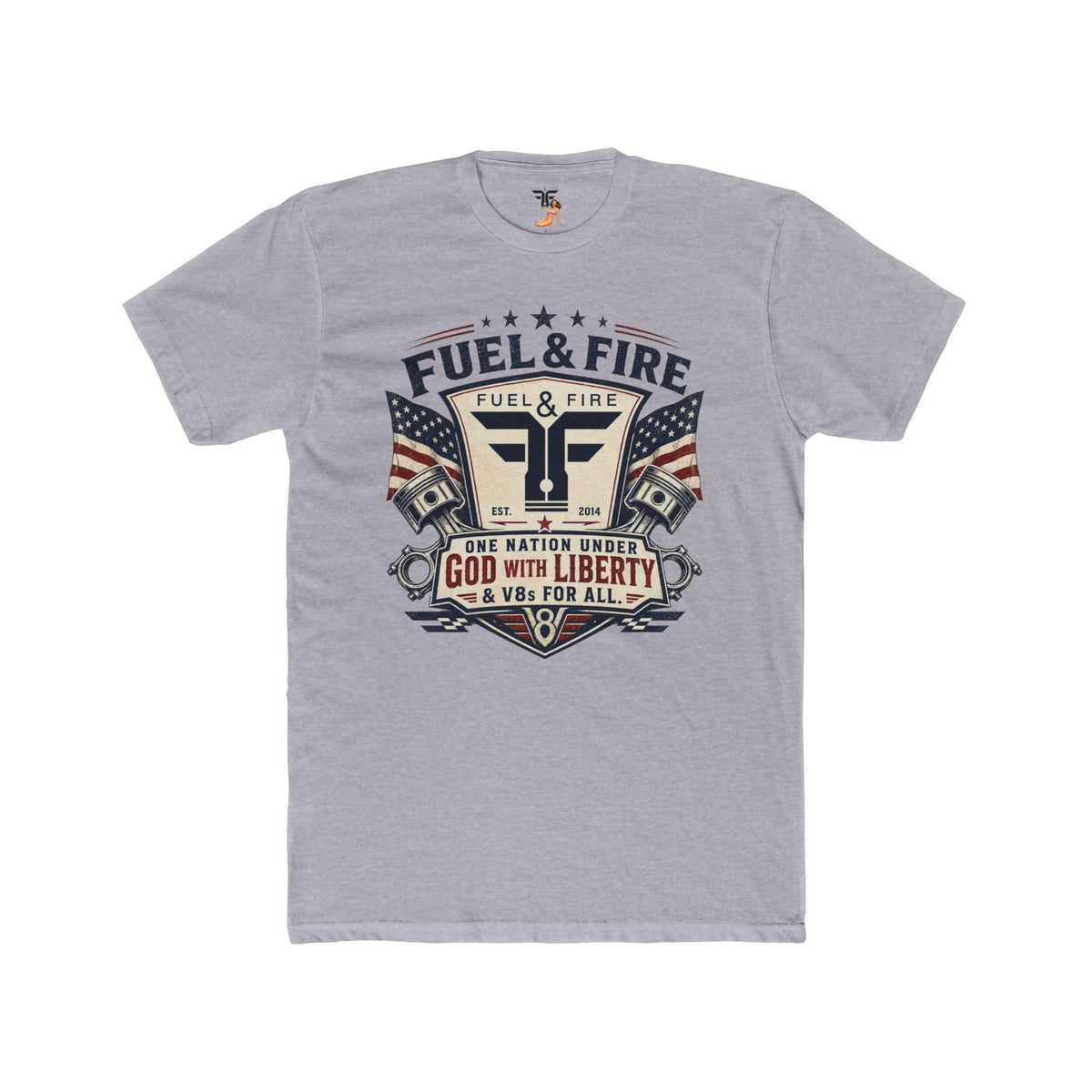 Fuel & Fire Patriotic Tee — "One Nation Under God With Liberty" Vintage American Flag Shirt