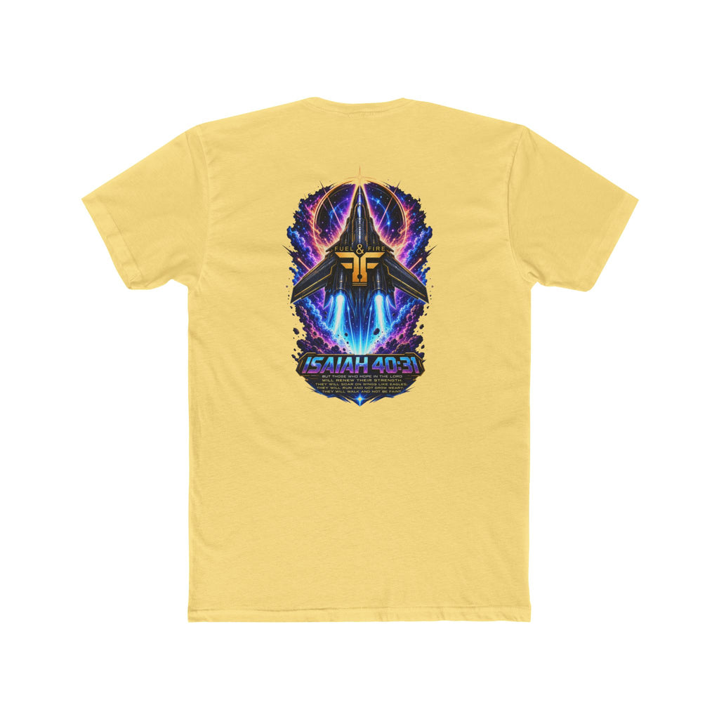 Isaiah 40:31 Christian Tee — Angelic Wings Neon Scripture Shirt