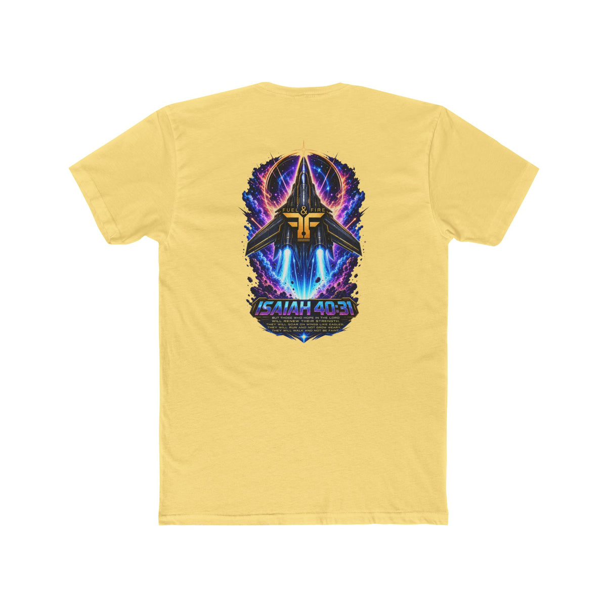 Isaiah 40:31 Christian Tee — Angelic Wings Neon Scripture Shirt