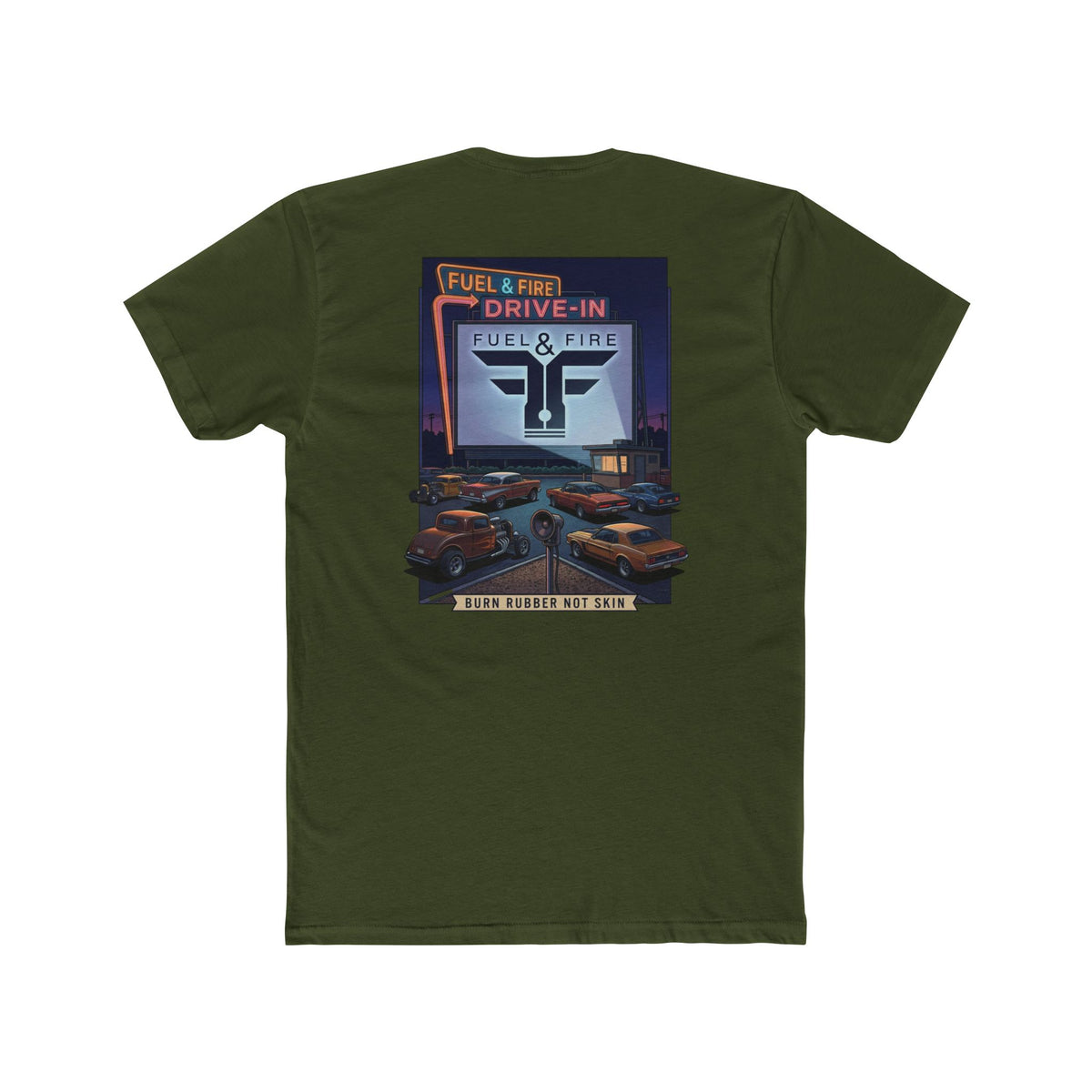 Drive-In Retro Tee — 'Fuel & Fire' Vintage Car Poster T-Shirt