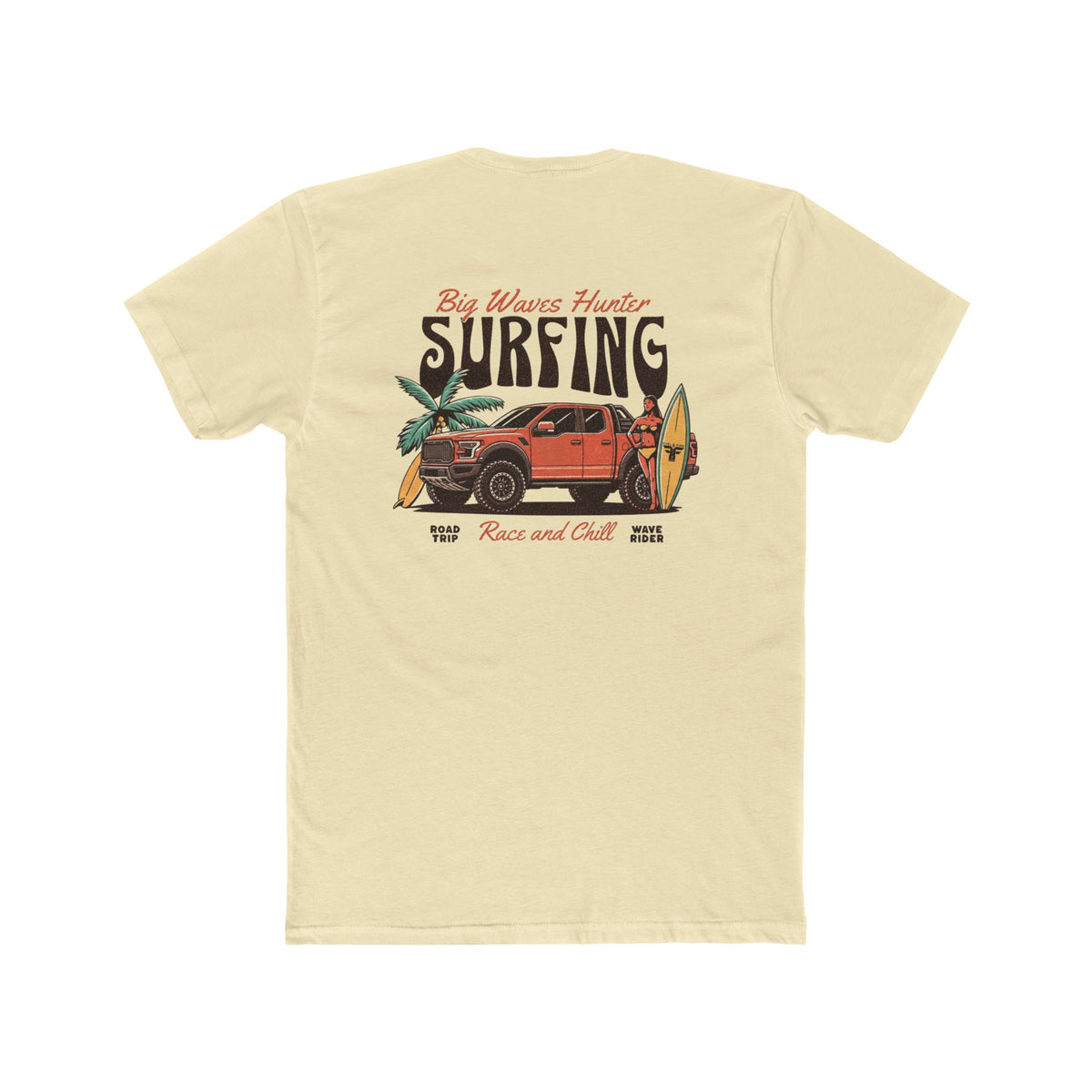 Surfing Ranger Raptor Graphic Tee – "Big Waves Hunter" Vintage Surf T-Shirt