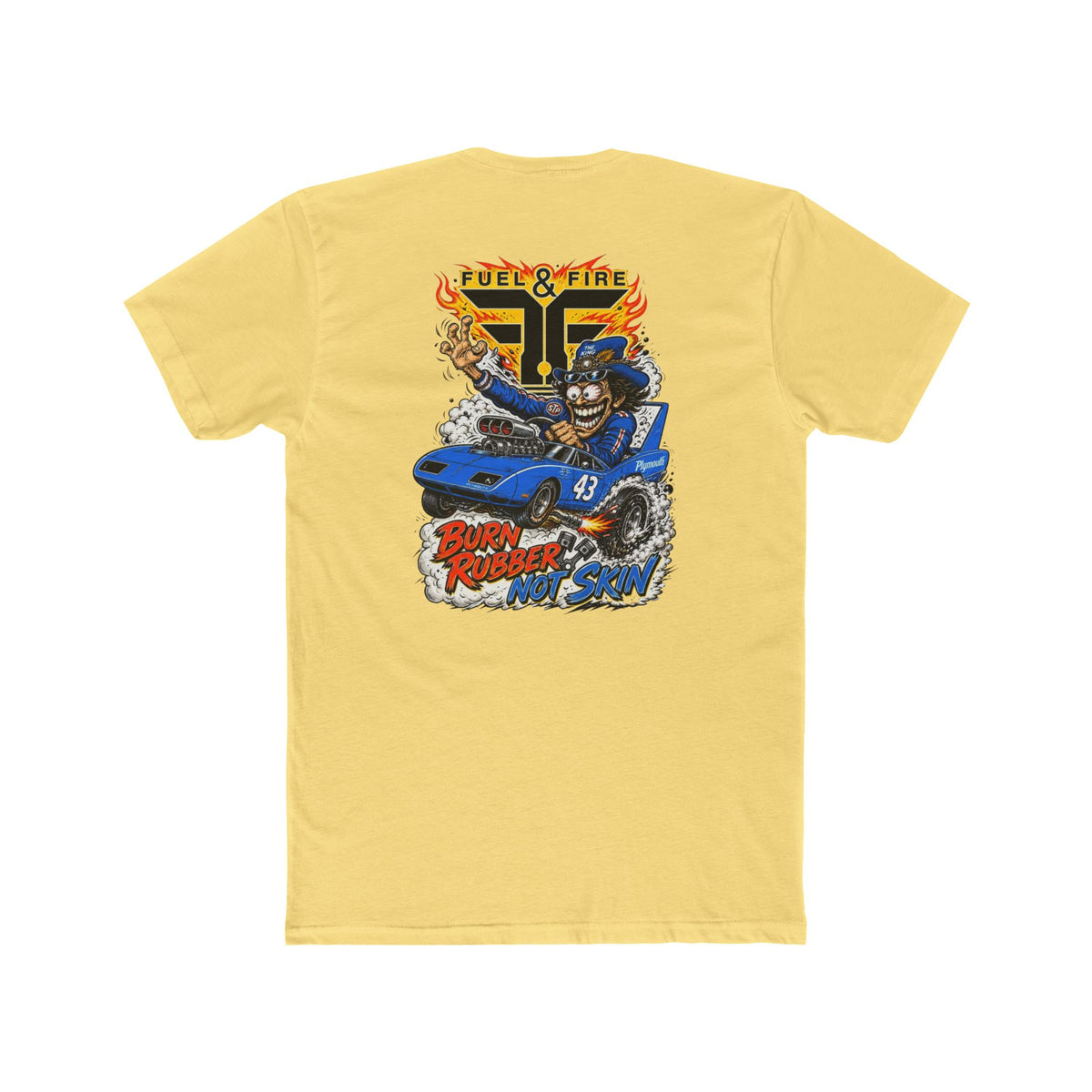 Crew Tee — 'Full & Fire' Burn Rubber Superbird Muscle Car Graphic T‑Shirt