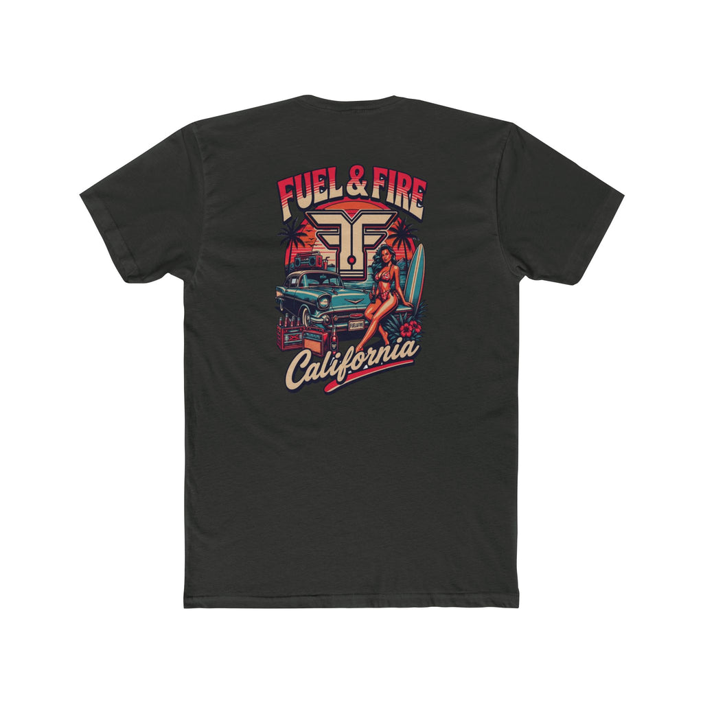 Fuel & Fire California Tee — Vintage Surf Car Graphic Cotton T‑Shirt