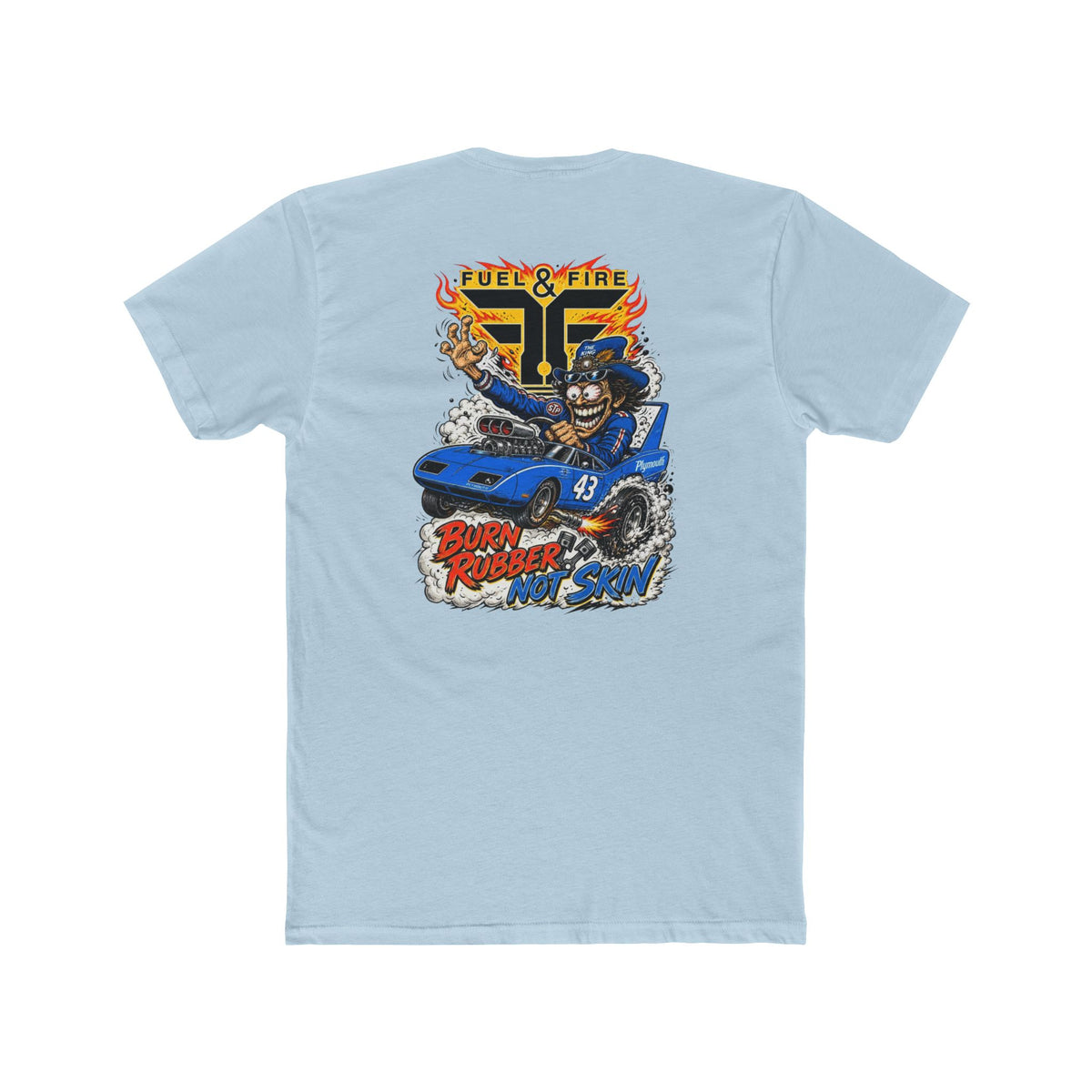 Crew Tee — 'Full & Fire' Burn Rubber Superbird Muscle Car Graphic T‑Shirt