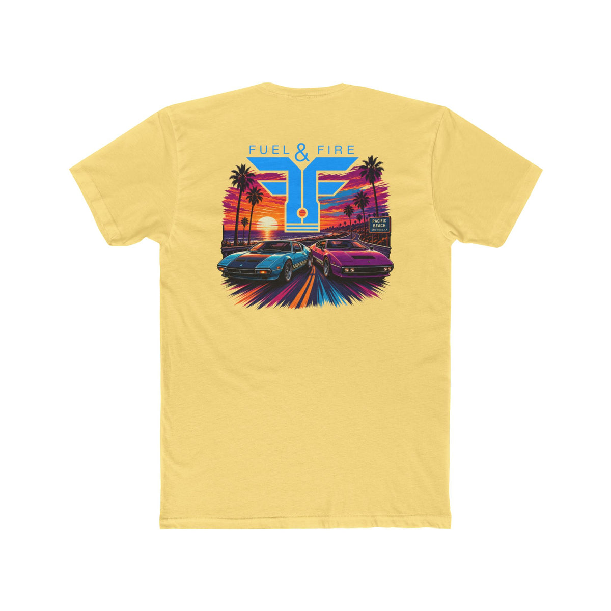 Retro Sunset Racing Tee — Coastal Exotic Car Graphic Shirt