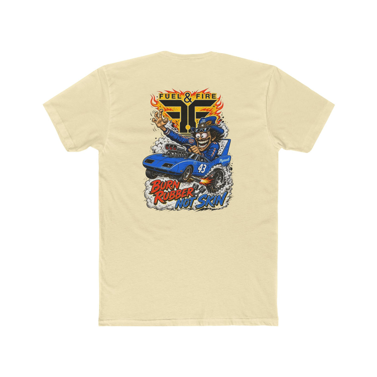 Crew Tee — 'Full & Fire' Burn Rubber Superbird Muscle Car Graphic T‑Shirt