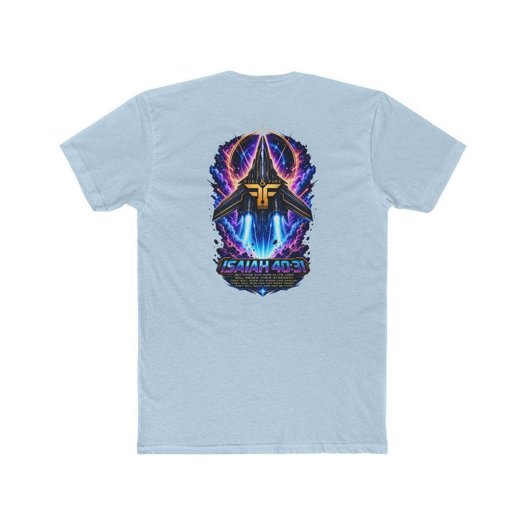 Isaiah 40:31 Christian Tee — Angelic Wings Neon Scripture Shirt
