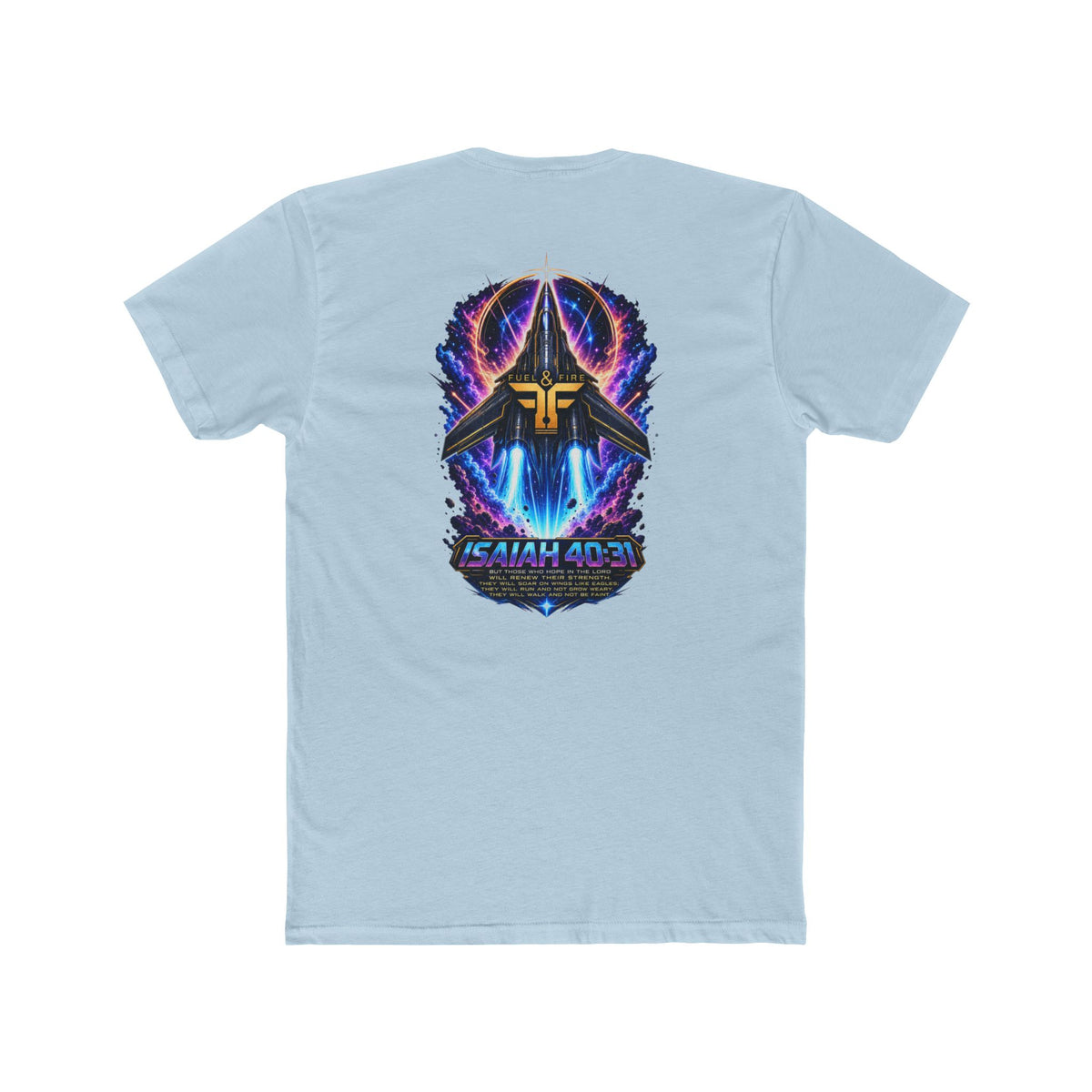 Isaiah 40:31 Christian Tee — Angelic Wings Neon Scripture Shirt