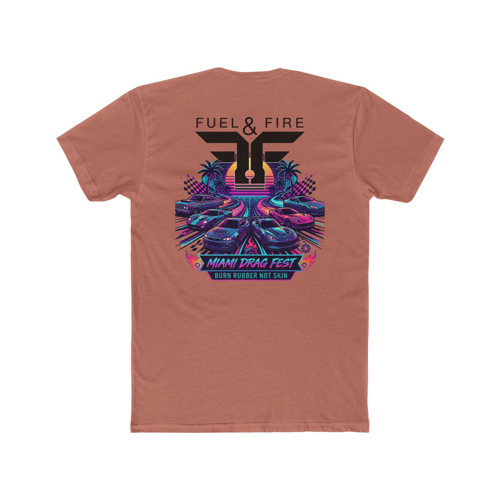 Crew Tee — Fuel & Fire Miami Drag Fest Retro Racing Graphic T‑Shirt