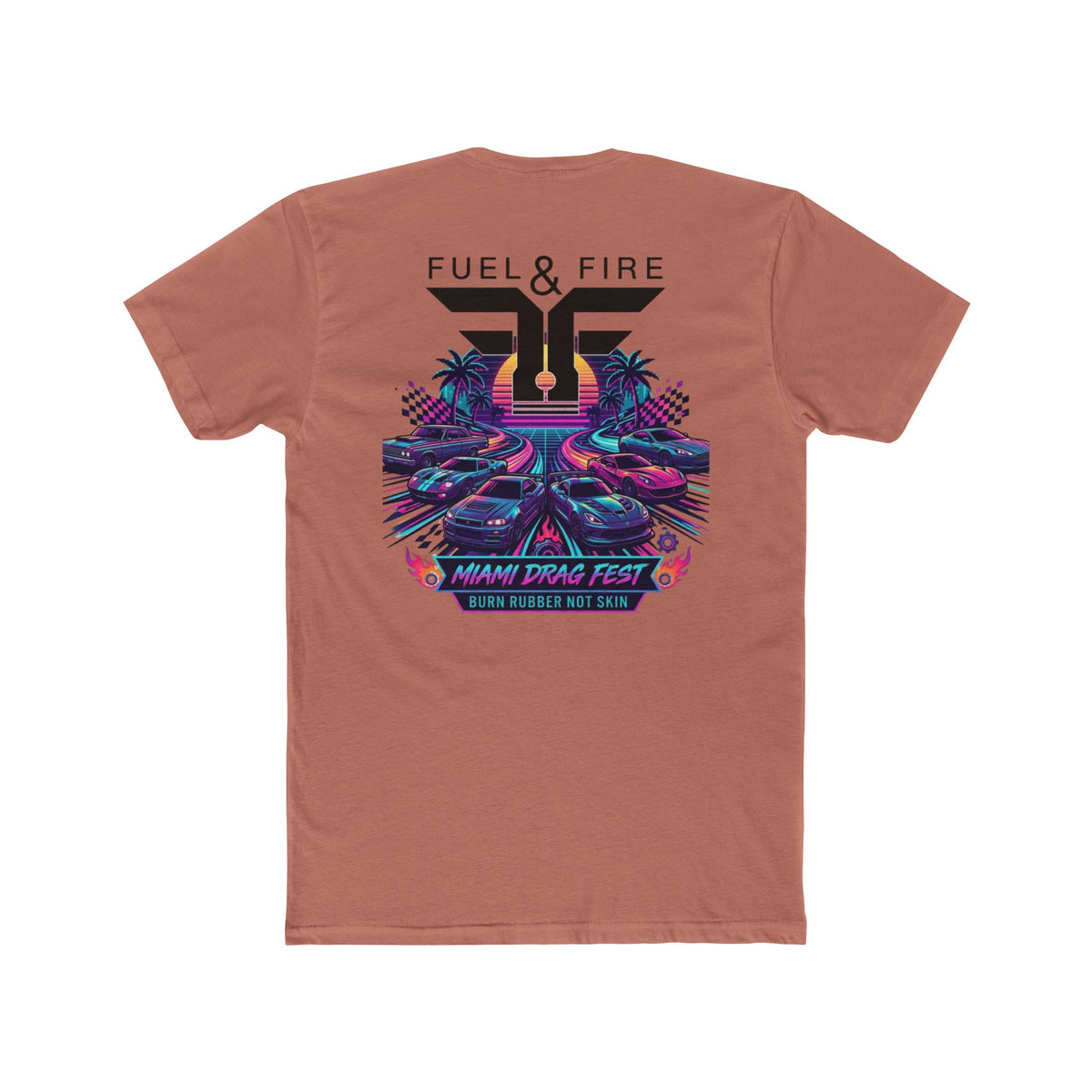 Crew Tee — Fuel & Fire Miami Drag Fest Retro Racing Graphic T‑Shirt