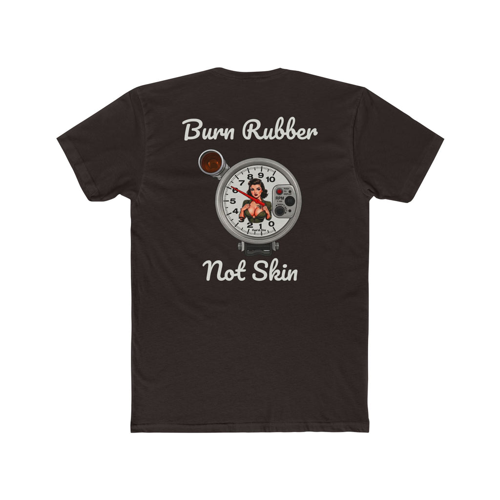 Burn Rubber Not Skin Graphic Tee — Pinup Tachometer Shirt