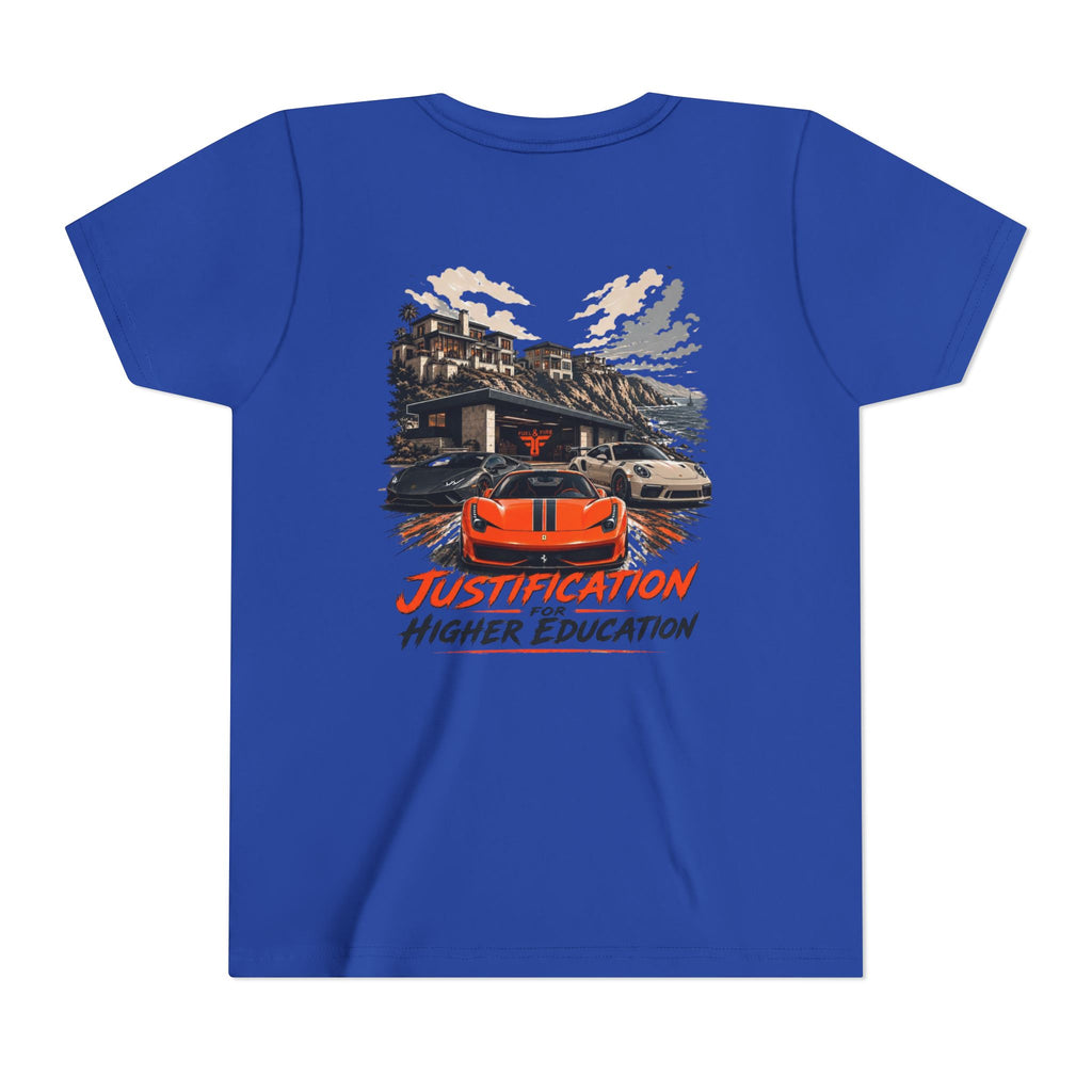 Youth Tee - 'Justification Higher Education' Sports Car Graphic