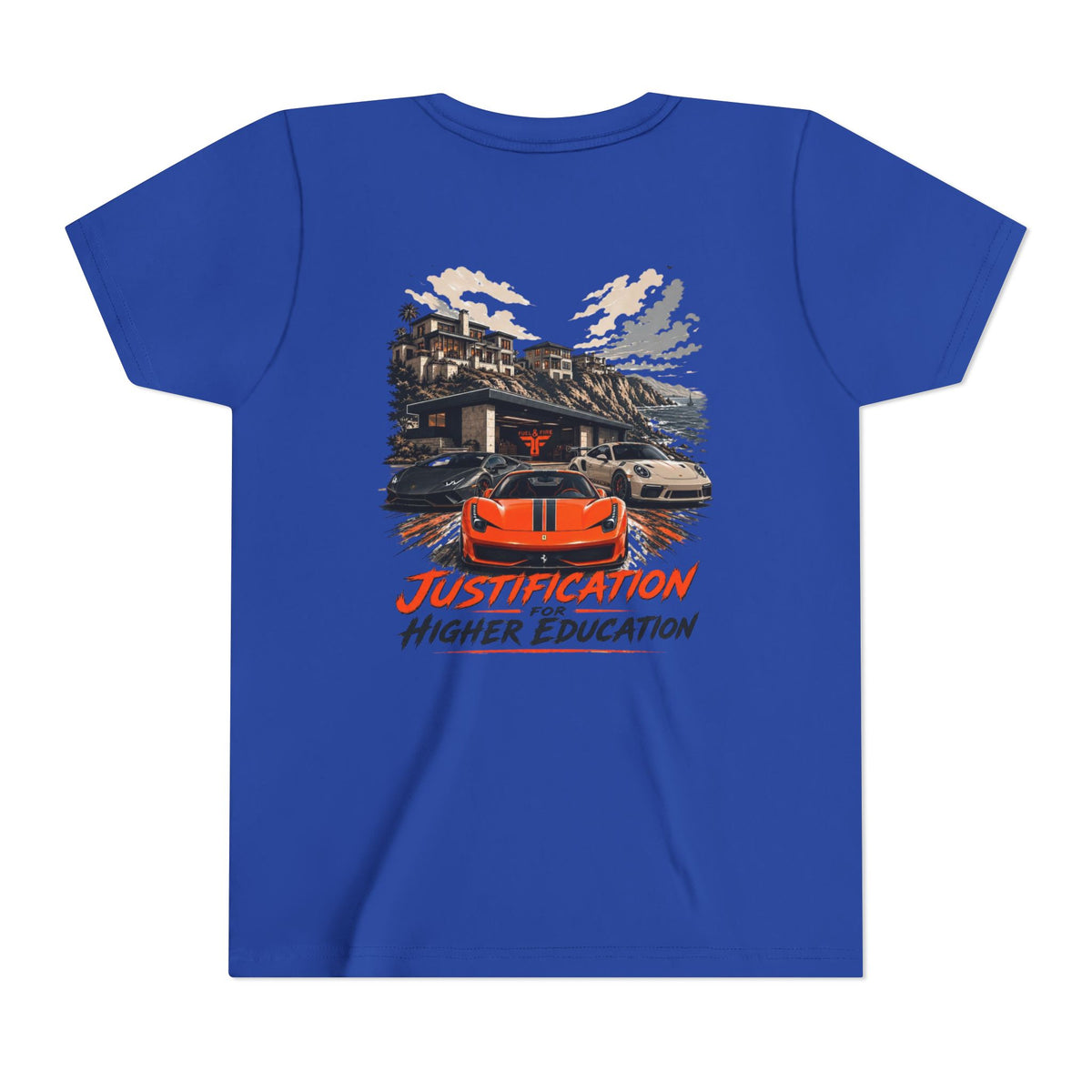 Youth Tee - 'Justification Higher Education' Sports Car Graphic